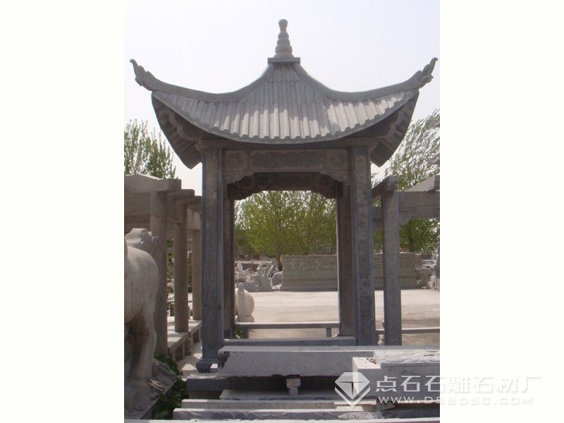 單層四柱青石涼亭  四柱亭子