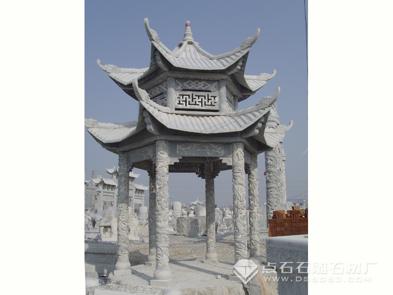 涼亭 青石雙層龍柱涼亭