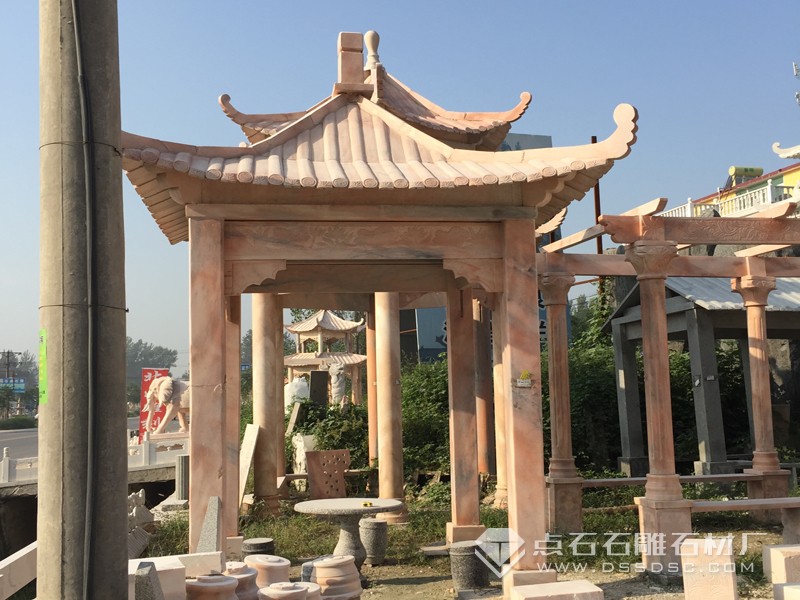 四角單層晚霞紅長廊