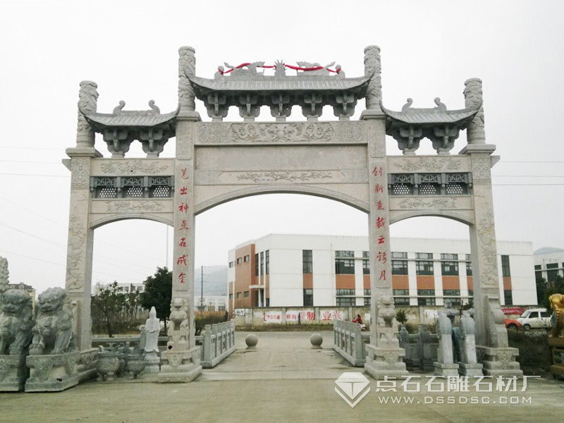 三門花崗巖石牌坊 五蓮紅